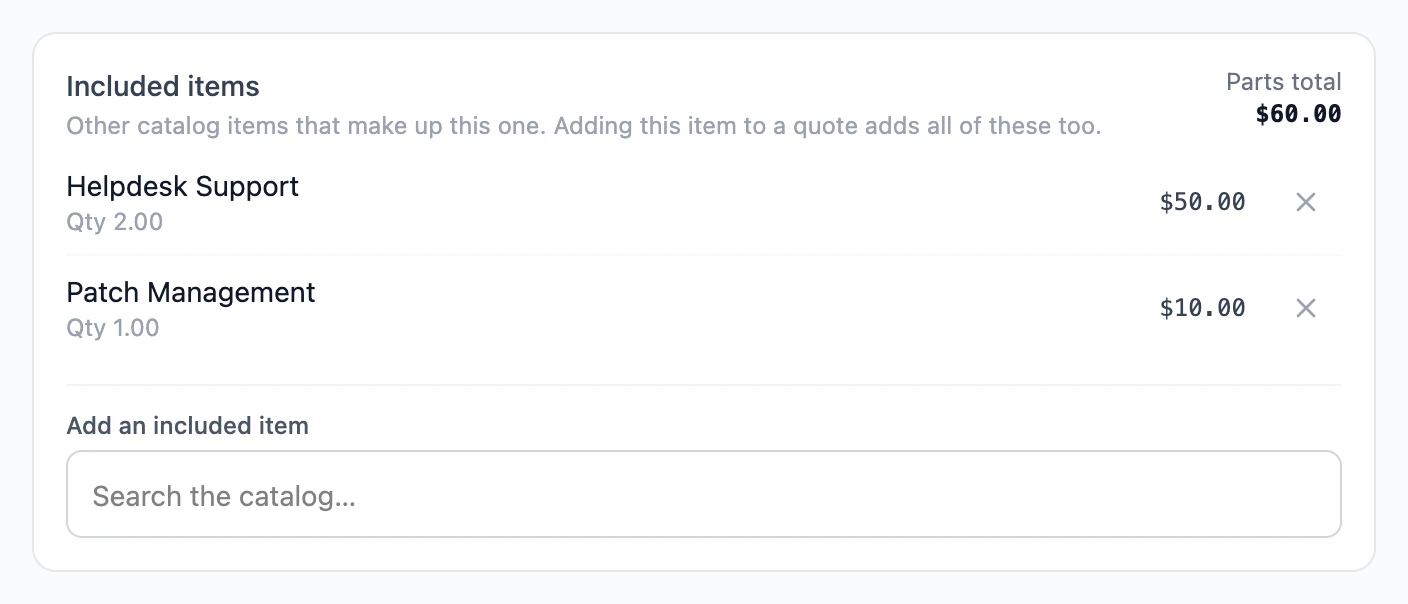 An onboarding bundle that includes Helpdesk Support and Patch Management